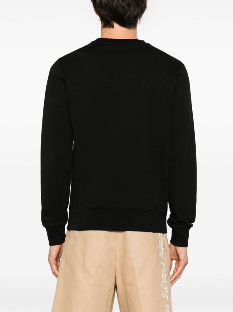 Shop Maison Kitsuné Cotton Sweatshirt With Front Fox Patch In Nero