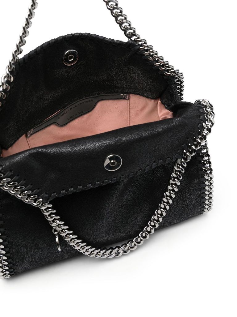 Shop Stella Mccartney Mini 'falabella' Tote Handbag With Chain In Nero