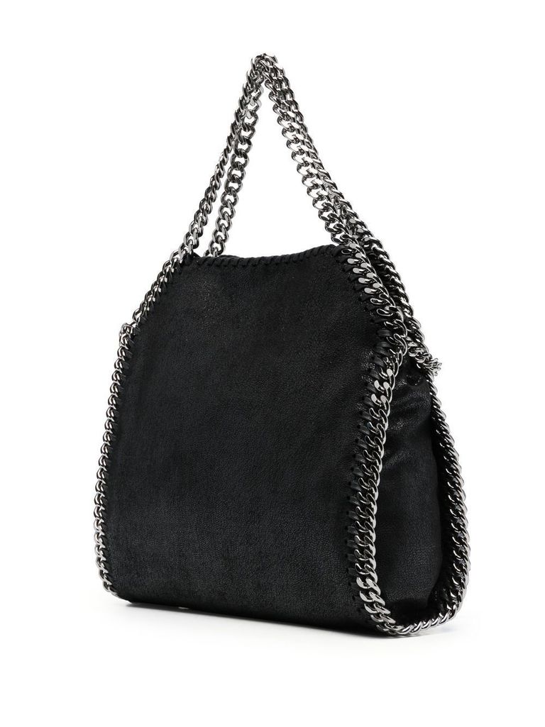 Shop Stella Mccartney Mini 'falabella' Tote Handbag With Chain In Nero