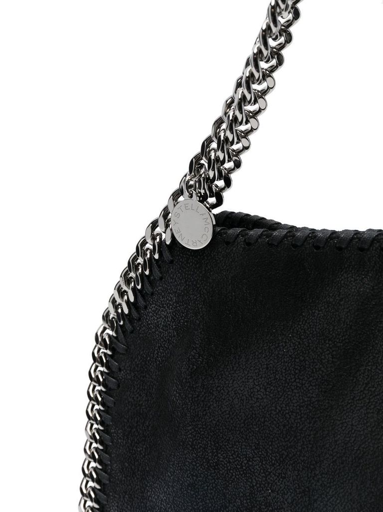 Shop Stella Mccartney Mini 'falabella' Tote Handbag With Chain In Nero