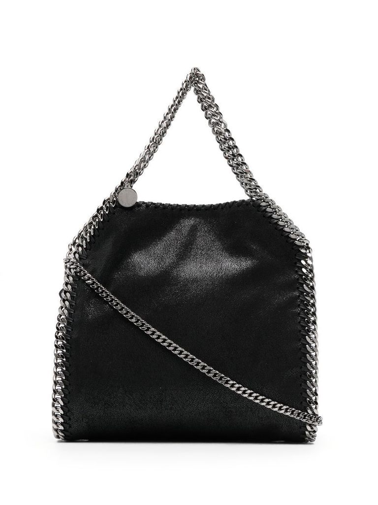 Shop Stella Mccartney Mini 'falabella' Tote Handbag With Chain In Nero