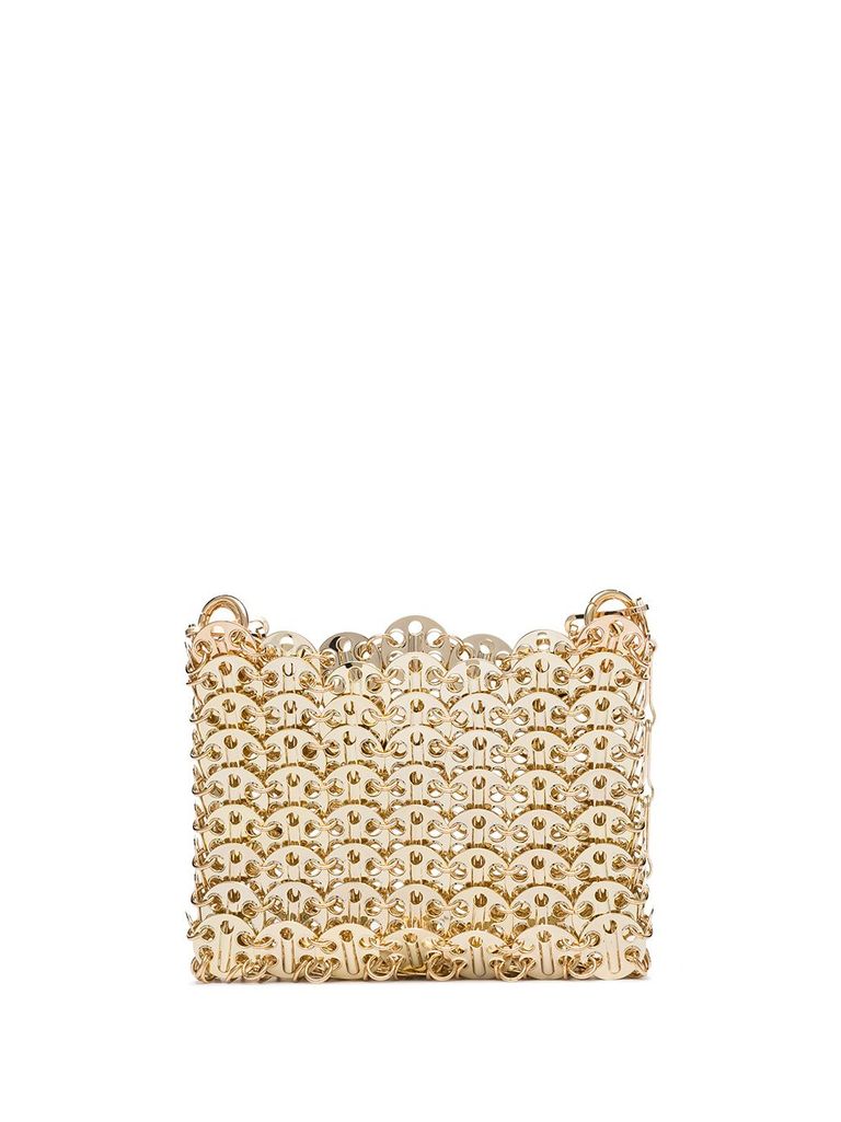 Shop Rabanne 'nano Iconic 1969' Bag Made Of Brass Discs In Oro