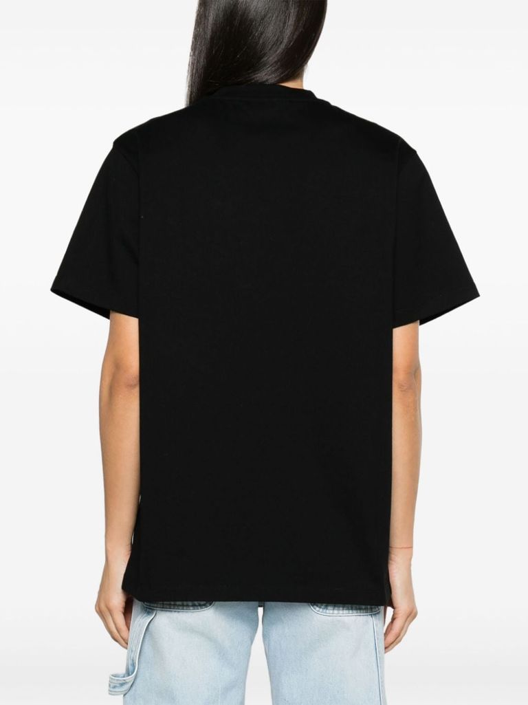 Shop Stella Mccartney Cotton T-shirt With Front Printed Logo In Nero