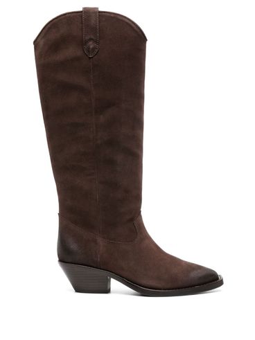 Dolly high suede leather boots with square toe