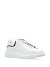 'Oversize' white and black leather sneakers with white and navy blue laces