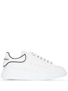 'Oversize' white calf leather sneakers with black stripe