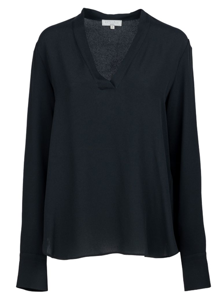 Shop Antonelli Crewneck Cotton Sweater With Front Logo In Nero