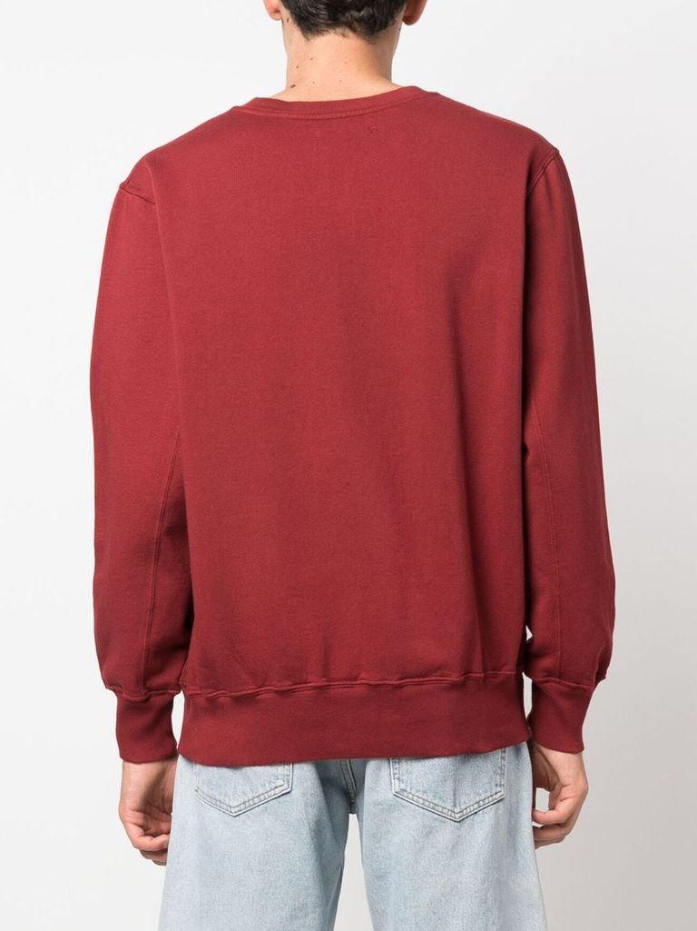 Shop Autry Crewneck Cotton Sweatshirt With Front Printed Logo In Rosso