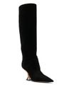 Elodie high suede leather boots with pointed toe