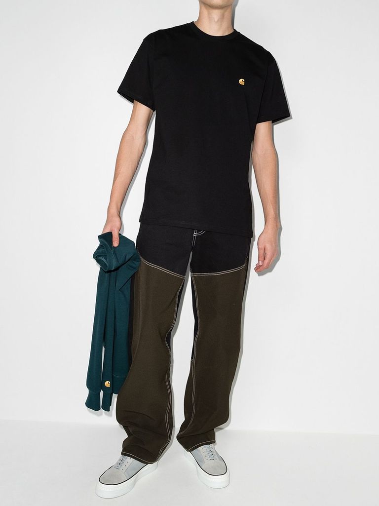 Shop Carhartt Cotton T-shirt With Embroidered Front Logo In Nero