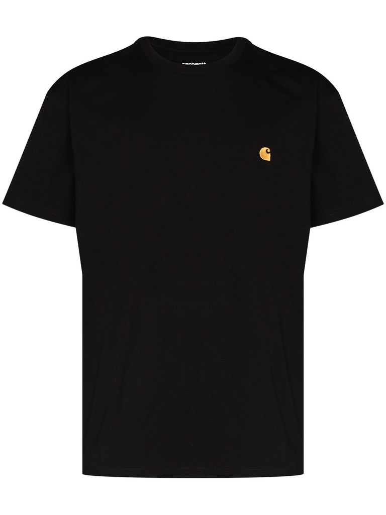 Shop Carhartt Cotton T-shirt With Embroidered Front Logo In Nero