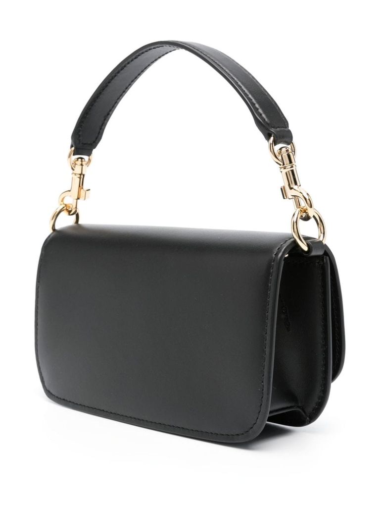 Shop Dolce & Gabbana Calf Leather Bag With Lettering Logo In Nero