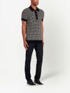 Short-sleeved wool and linen polo shirt with print