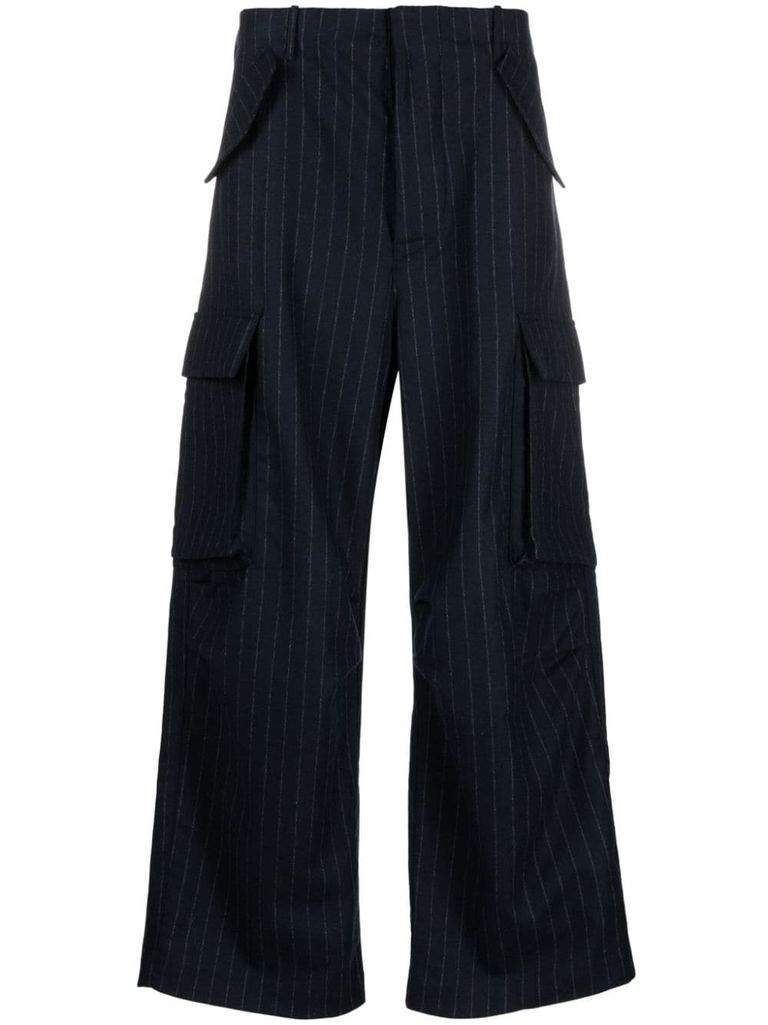 Shop Laneus Cashmere Pants With Striped Texture In Blu