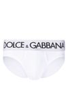 Stretch cotton briefs with logo waistband