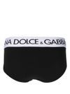 Stretch cotton briefs with logo waistband