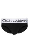 Stretch cotton briefs with logo waistband