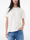 ganni - T-shirt in cotone con logo ricamato frontale - 4