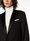 Single-breasted viscose blend blazer with glossy lapels