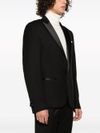 Single-breasted viscose blend blazer with glossy lapels