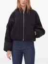 Bomber jacket with low shoulder sleeves in recycled fabric