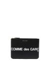 comme des garcons wallet - Calf leather wallet with contrast printed logo and zip