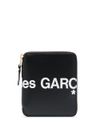 Calf leather wallet with contrast printed logo