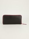 Calf leather wallet with pink contrast stitching