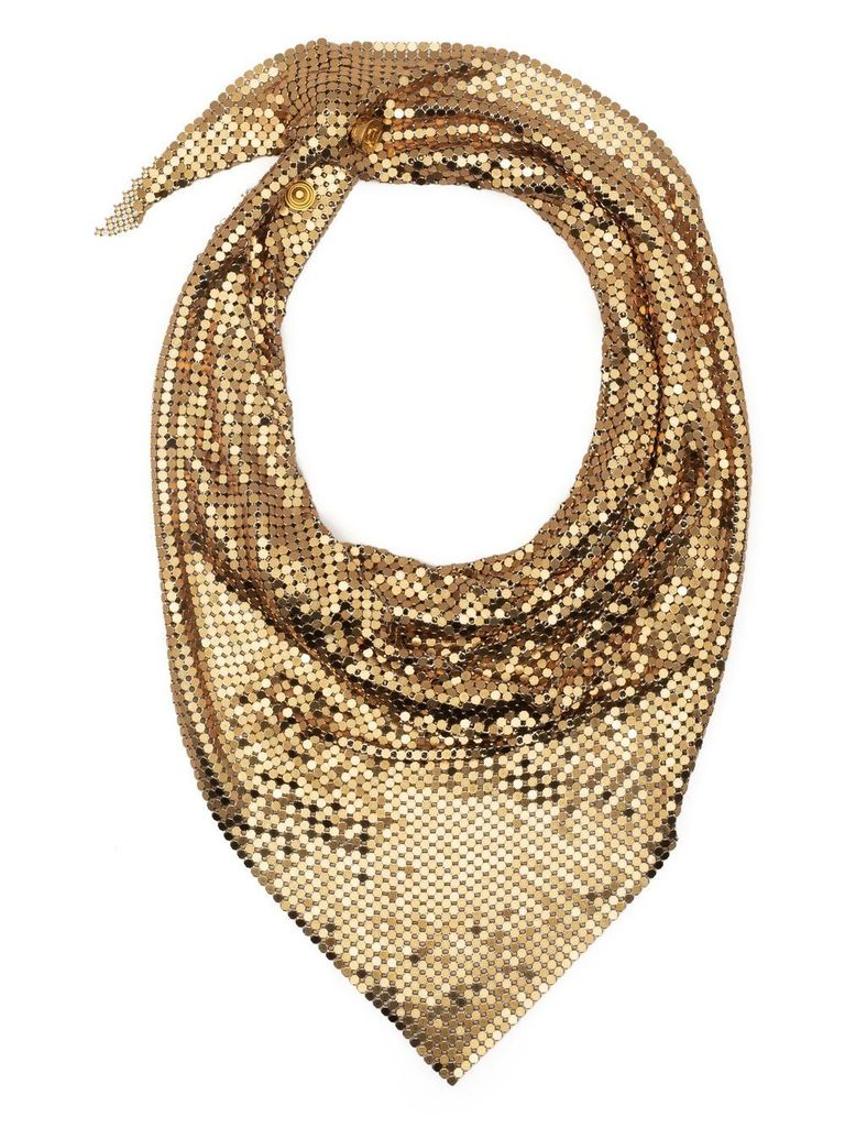 Shop Rabanne 'chainmail' Scarf In Lightweight Pixelated Chain Mesh In Oro