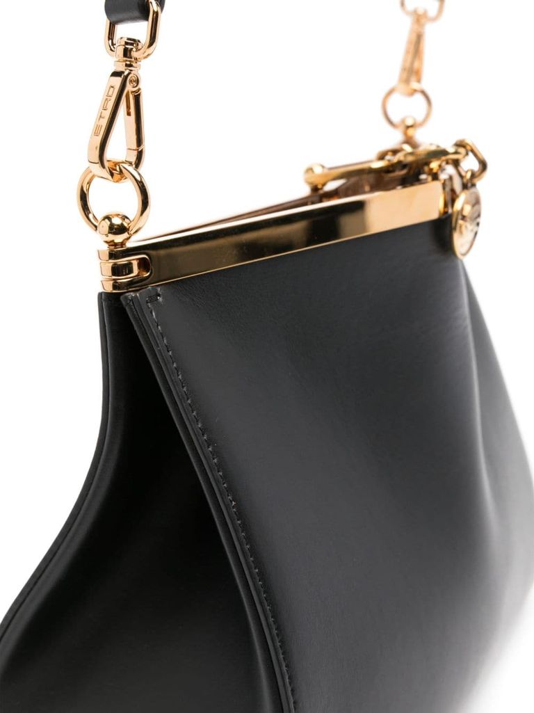 Shop Etro Medium Vela Bag In Calfskin Leather With Internal Mini Pouch In Nero