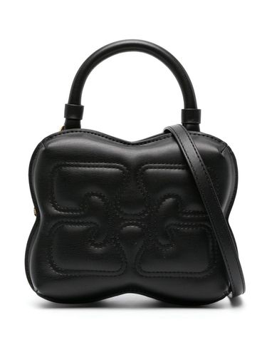 Small black Butterfly crossbody bag in recycled and synthetic calf leather