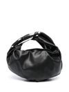 Small Grab-D bag in glossy synthetic leather with logo on the handle