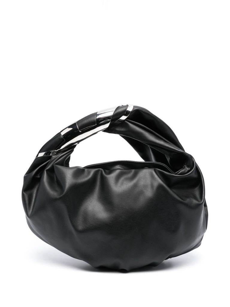 Shop Diesel Small Grab-d Bag In Glossy Synthetic Leather With Logo On The Handle In Nero