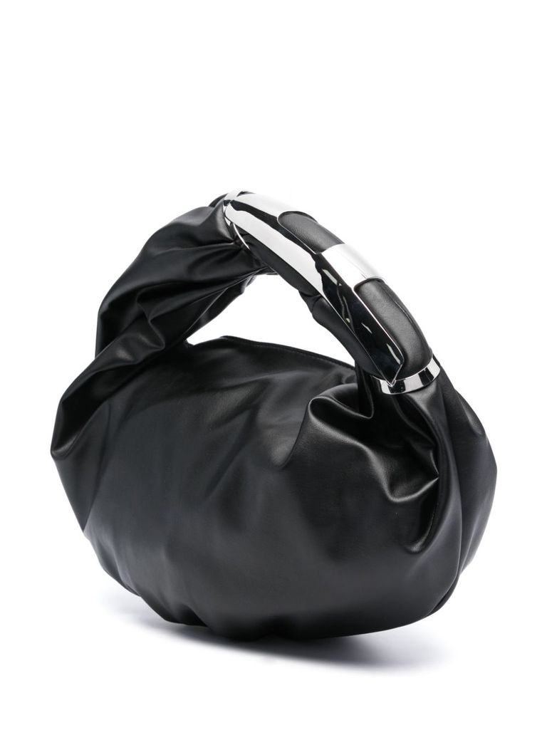 Shop Diesel Small Grab-d Bag In Glossy Synthetic Leather With Logo On The Handle In Nero