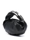 Small Grab-D bag in glossy synthetic leather with logo on the handle