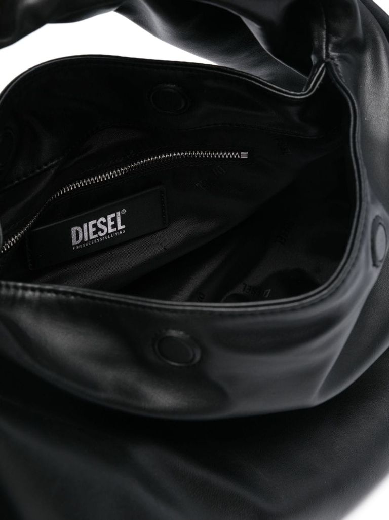 Shop Diesel Small Grab-d Bag In Glossy Synthetic Leather With Logo On The Handle In Nero