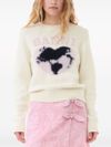 Wool sweater with front heart and logo