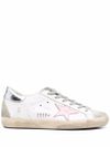 White Super-star sneakers in calf leather with silver heel