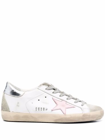 White Super-star sneakers in calf leather with silver heel