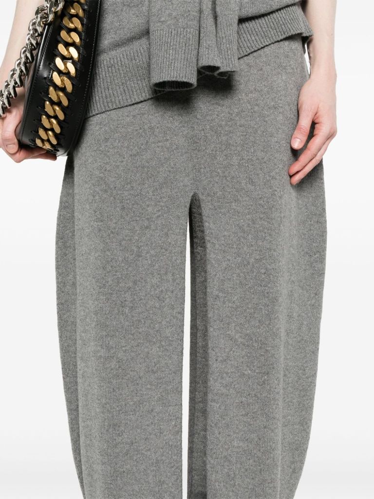 Shop Stella Mccartney Midi Skirt In Cashmere And Wool With Ribbed Design And Slits In Grigio