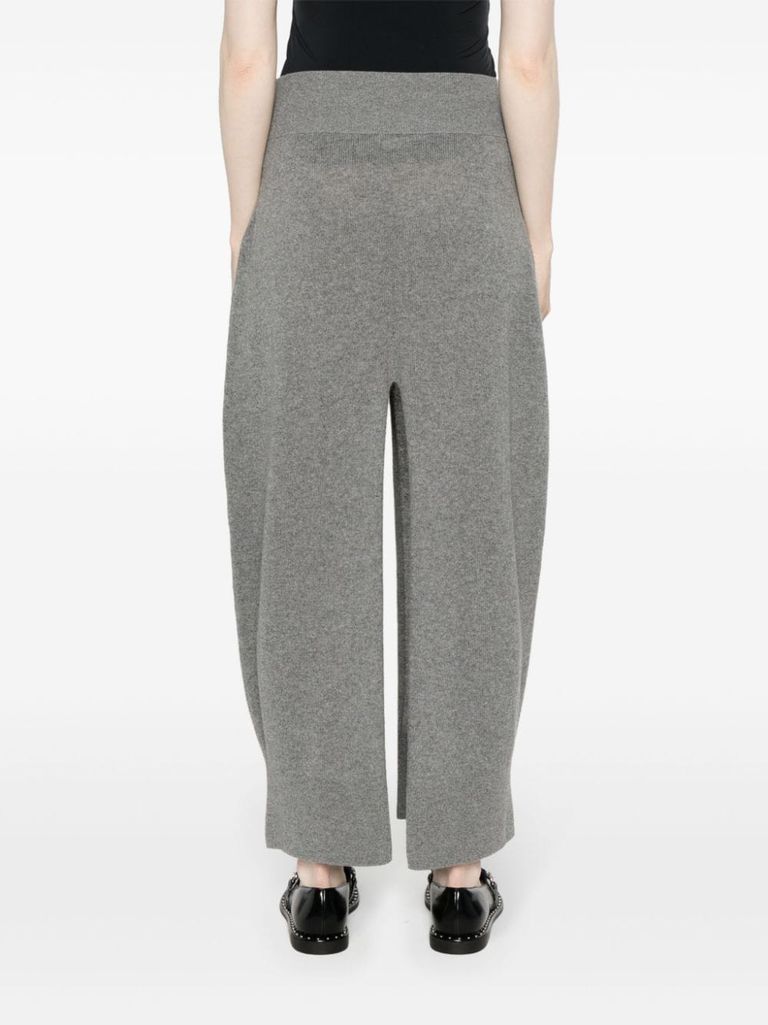 Shop Stella Mccartney Midi Skirt In Cashmere And Wool With Ribbed Design And Slits In Grigio