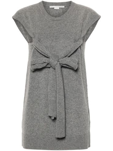 Knit top in recycled cashmere and wool with front bow