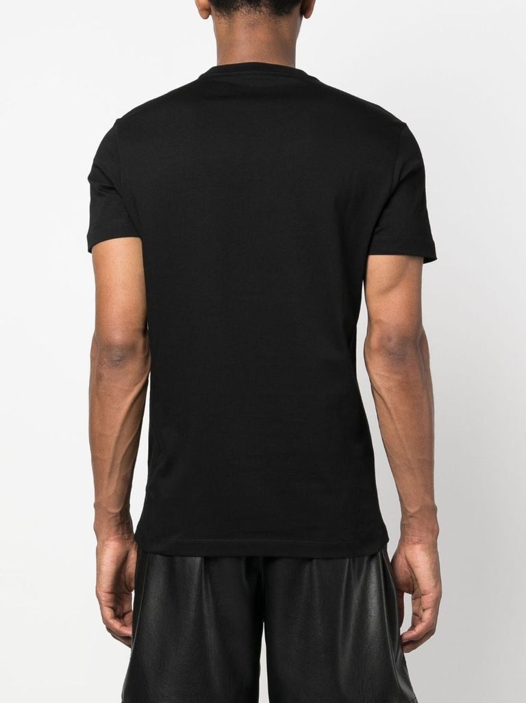 Shop Versace Cotton T-shirt With Front Printed Logo In Nero