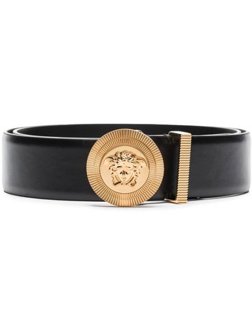 Calf leather belt with Medusa logo buckle