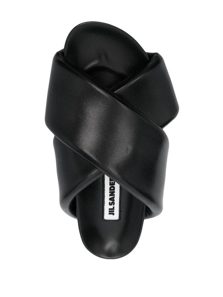 Shop Jil Sander Lamb Leather Sandals With Criss-cross Straps In Nero