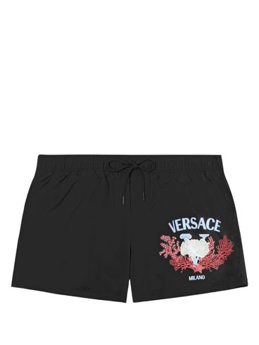 Swim shorts with front print and logo