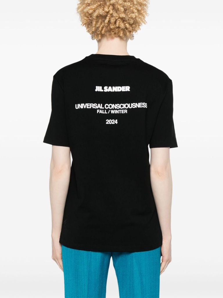 Shop Jil Sander Short-sleeve Cotton T-shirt With Logo In Nero