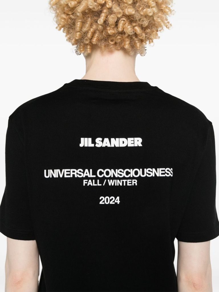 Shop Jil Sander Short-sleeve Cotton T-shirt With Logo In Nero