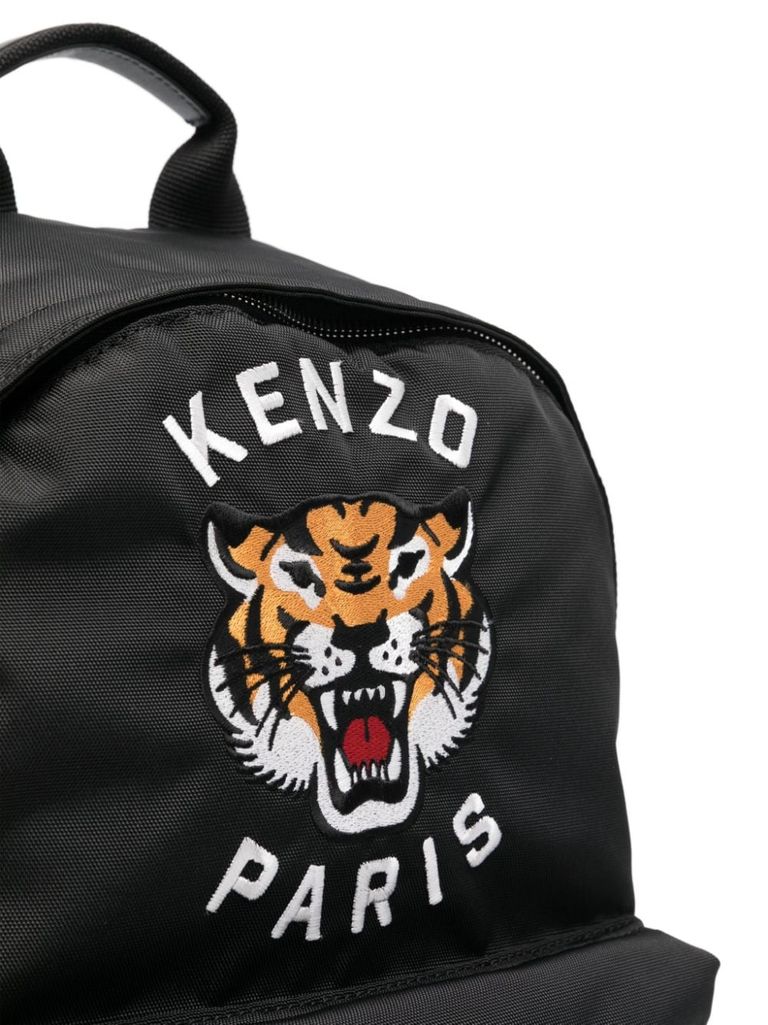 Shop Kenzo Backpack With Iconic Tiger Print And Front Logo In Nero