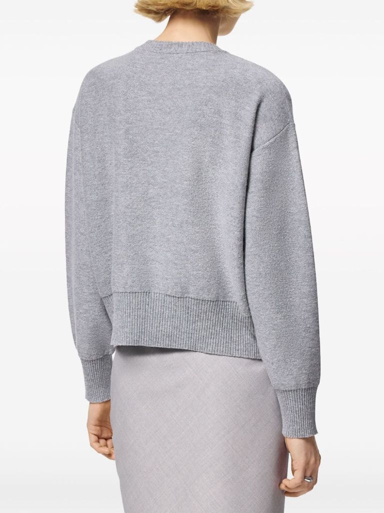 Shop Versace Virgin Wool And Cashmere Sweater With Front Medusa Embroidery In Grigio